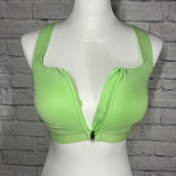 NWT All in Motion High Support Zip Front Sculpt Lime Green Sports Bra Size 36B - Picture 4 of 10